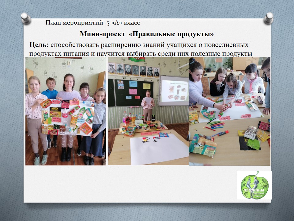 Проект «Здоровое питание с детства — благополучие в будущем» ГУО «Средняя школа №4»