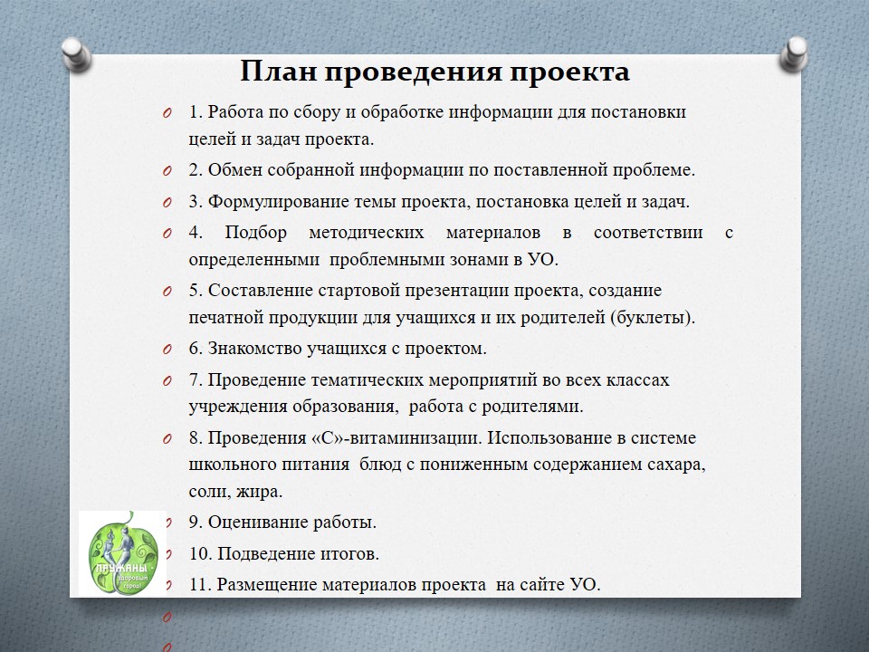 Проект «Здоровое питание с детства — благополучие в будущем» ГУО «Средняя школа №4»