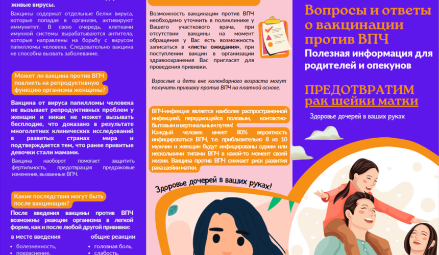 Памятка по вакцинации против ВПЧ(вируса папилломы человека) 2026